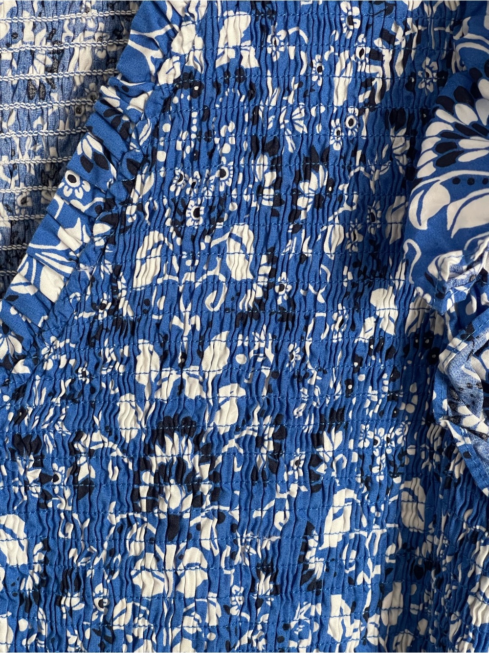 SUGARLIPS Blue Floral Smocked V-Neck Maxi Dress Sz 2X - Picture 4 of 9
